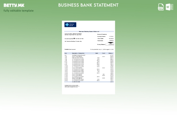 модерен стил Изјава за глобална деловна фирма Шаблон Word и PDF формат ().